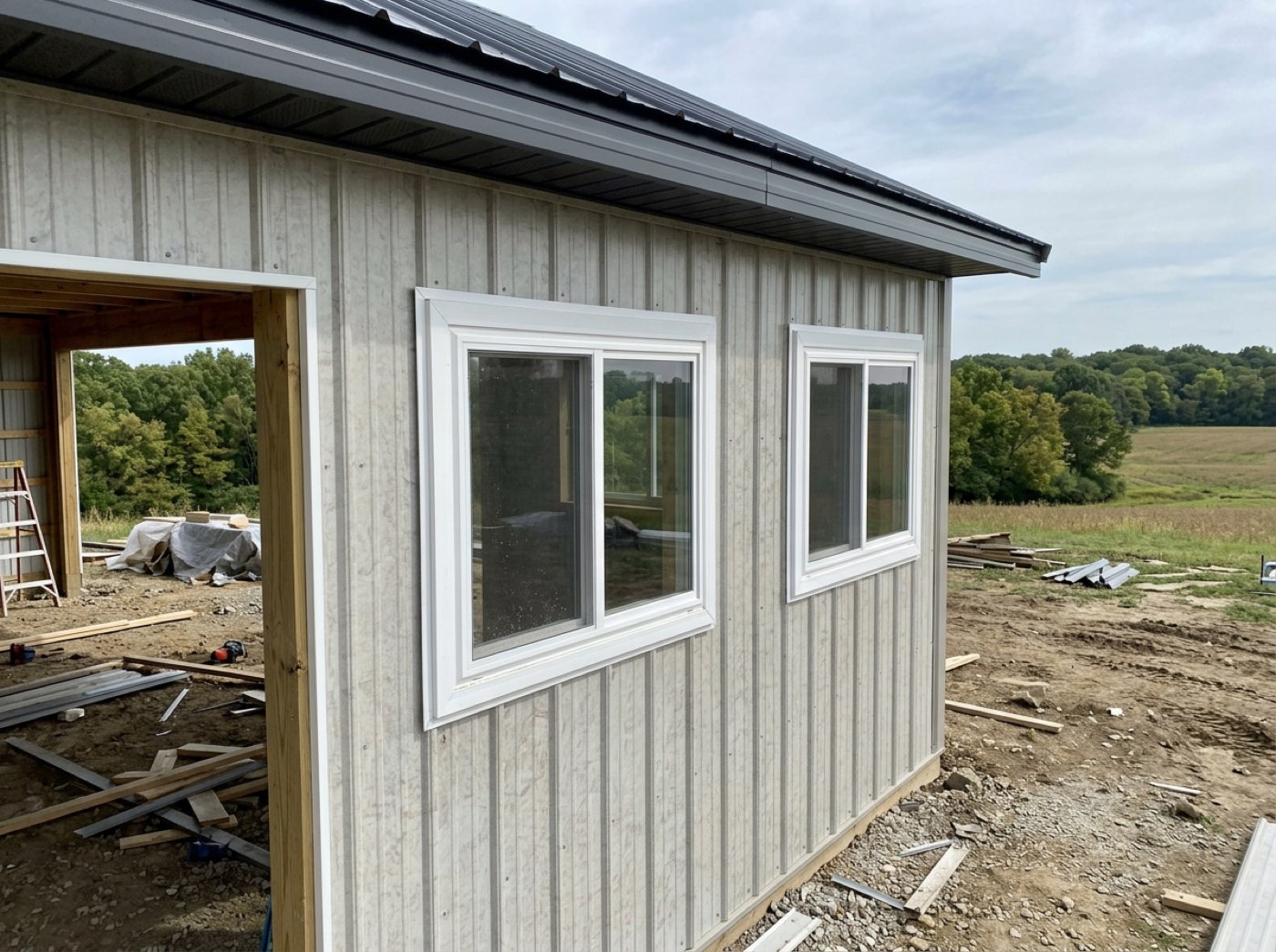 Windows set into a finished wall