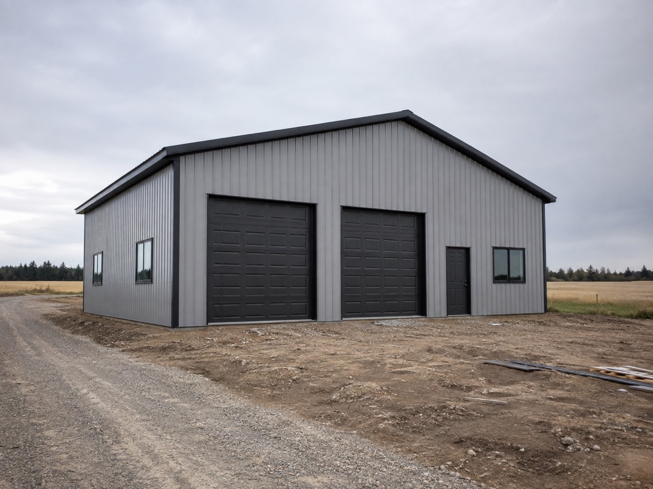 Overhead doors on a finished building